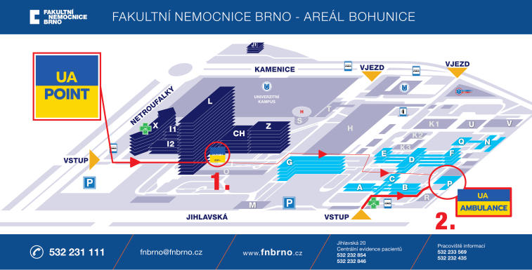 UA Ambulance - mapa Bohunice